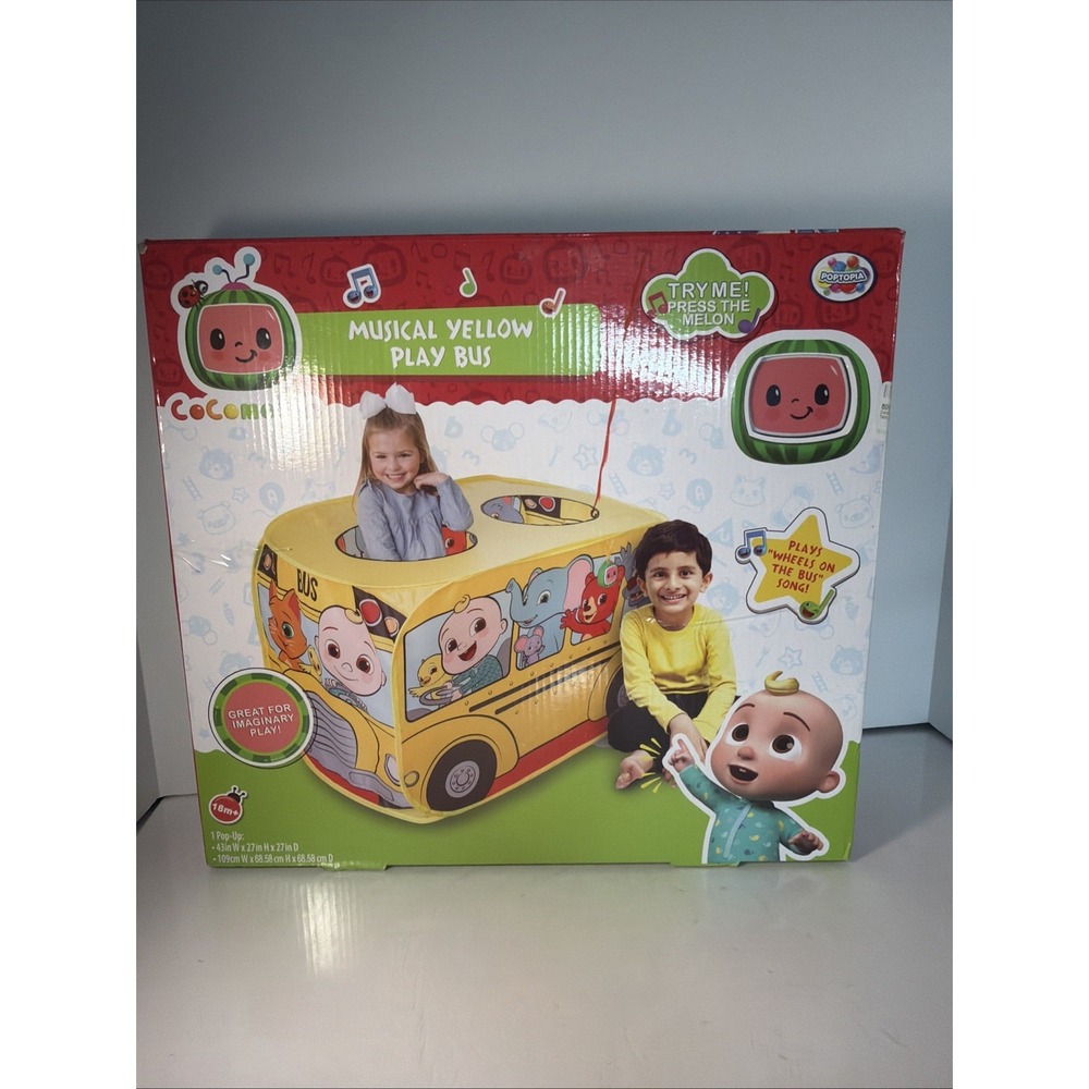 Cocomelon Musical Yellow School Bus Tent Pop Up N Play Kids Toddler Wheels Song